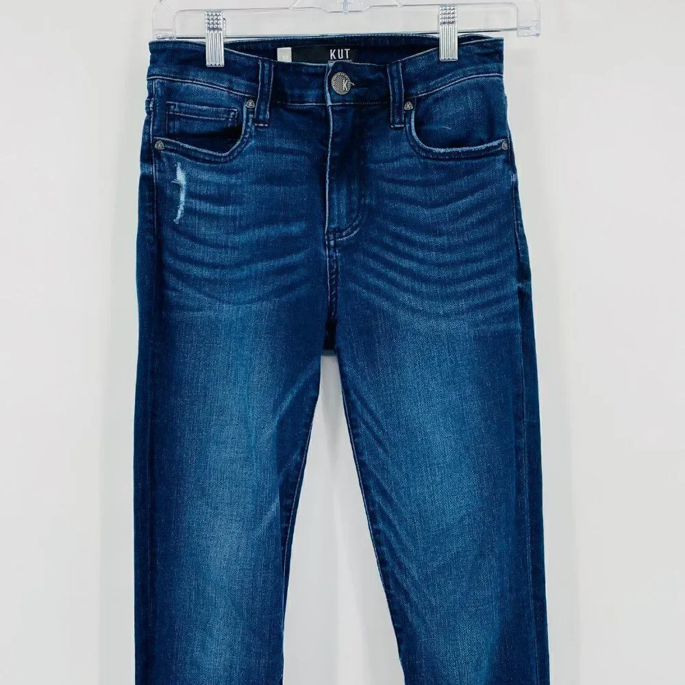 Kut from the Kloth Size 00 Dark Wash Raw Hem Donna High Rise Ankle Skinny Jeans